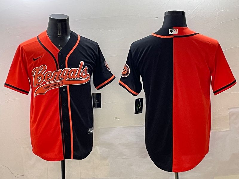 Men Cincinnati Bengals Blank Orange Black Joint Name 2025 Nike Limited NFL Jersey style 4